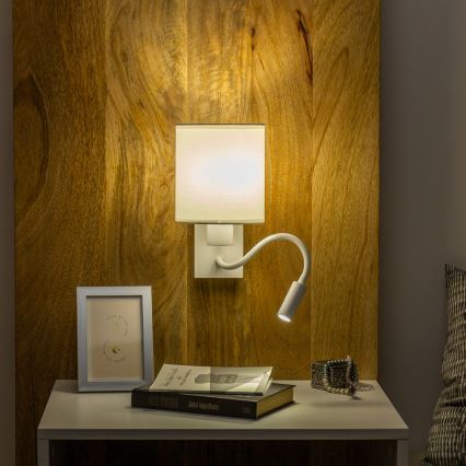 Brilagi - LED Flexibel vägglampa NUBILA 1xE27/25W/230V + LED/3W vit