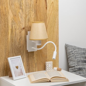 Brilagi - LED Flexibel vägglampa NUBILA 1xE27/25W/230V + LED/3W vit/ljusbrun