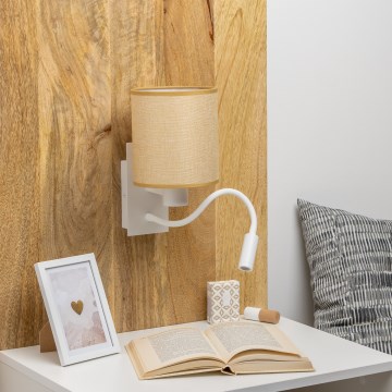 Brilagi - LED Flexibel vägglampa NUBILA 1xE27/25W/230V + LED/3W vit/ljusbrun