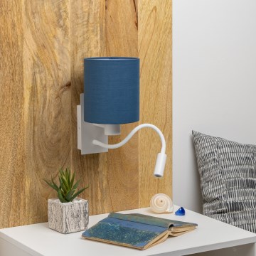 Brilagi - LED Flexibel vägglampa NUBILA 1xE27/25W/230V + LED/3W vit/mörkblå