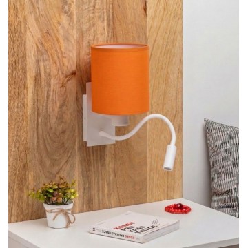 Brilagi - LED-flexibel vägglampa NUBILA 1xE27/25W/230V + LED/3W vit/orange