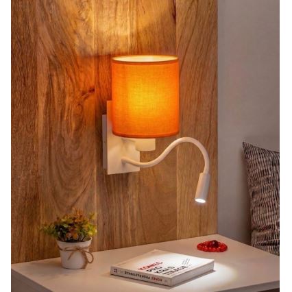 Brilagi - LED-flexibel vägglampa NUBILA 1xE27/25W/230V + LED/3W vit/orange