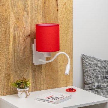 Brilagi - LED Flexibel vägglampa NUBILA 1xE27/25W/230V + LED/3W vit/röd