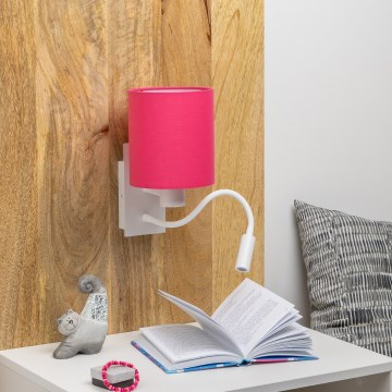 Brilagi - LED Flexibel vägglampa NUBILA 1xE27/25W/230V + LED/3W vit/rosa