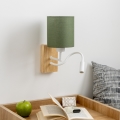 Brilagi - LED Flexibel vägglampa NUBILA WOOD 1xE27/25W/230V + LED/3W ek/grön