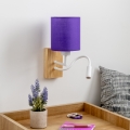 Brilagi - LED Flexibel vägglampa NUBILA WOOD 1xE27/25W/230V + LED/3W ek/lila