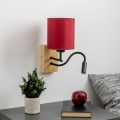 Brilagi - LED Flexibel vägglampa NUBILA WOOD 1xE27/25W/230V + LED/3W ek/pompejansk röd