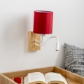 Brilagi - LED Flexibel vägglampa NUBILA WOOD 1xE27/25W/230V + LED/3W ek/pompejansk röd