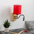 Brilagi - LED Flexibel vägglampa NUBILA WOOD 1xE27/25W/230V + LED/3W ek/röd
