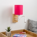 Brilagi - LED Flexibel vägglampa NUBILA WOOD 1xE27/25W/230V + LED/3W ek/rosa