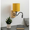 Brilagi - LED flexibel vägglampa NUBILA WOOD 1xE27/25W/230V + LED/3W ek/svart/gul
