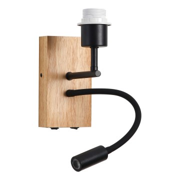 Brilagi - LED Flexibel vägglampa NUBILA WOOD 1xE27/25W/230V + LED/3W ek/svart