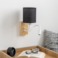 Brilagi - LED Flexibel vägglampa NUBILA WOOD 1xE27/25W/230V + LED/3W ek/svart