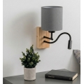 Brilagi - LED-flexibel vägglampa NUBILA WOOD 1xE27/25W/230V + LED/3W ek/svart/ljusgrå