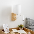Brilagi - LED Flexibel vägglampa NUBILA WOOD 1xE27/25W/230V + LED/3W ek/vit