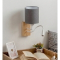 Brilagi - LED-flexibel vägglampa NUBILA WOOD 1xE27/25W/230V + LED/3W ek/vit/ljusgrå