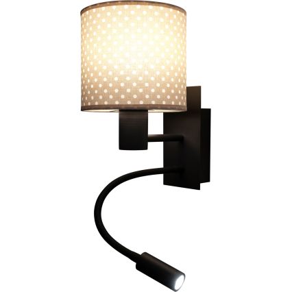 BRILAGI - LED flexibel vägglampa BOBO 1xE27/25W/230V + LED/3W svart/beige/prickig