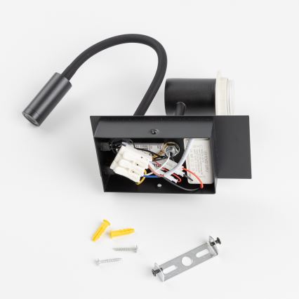 BRILAGI - LED flexibel vägglampa BOBO 1xE27/25W/230V + LED/3W svart/beige/prickig