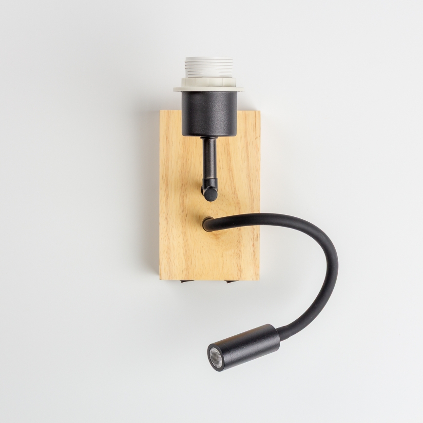 BRILAGI - LED flexibel vägglampa BOBO WOOD 1xE27/25W/230V + integrerad LED 3W ek/svart/rosa