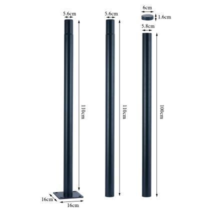 Brilagi - LED-gatlykta med 3 m hög stolpe URBANSPARK LED/120W/230V antracit IP65