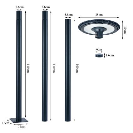 Brilagi - LED gatulampa URBANSPARK LED/120W/230V antracit IP65