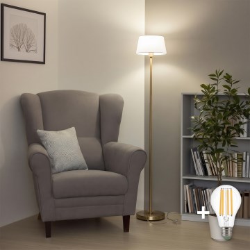 BRILAGI - LED-golvlampa CERIA 1xE27/20W/230V diam. 30 cm vit/guld