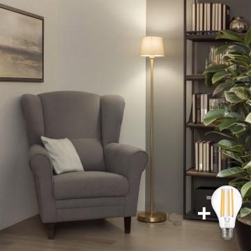 BRILAGI - LED-golvlampa CERIA 1xE27/20W/230V Ø 20,5 cm vit/guld