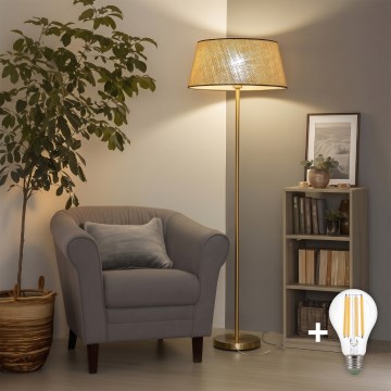 BRILAGI - LED-golvlampa CERIA 1xE27/20W/230V Ø 50 cm beige/guld