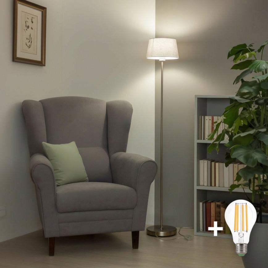 Brilagi - LED-golvlampa CERIA 1xE27/40W/230V diam. 30 cm vit/mattkrom