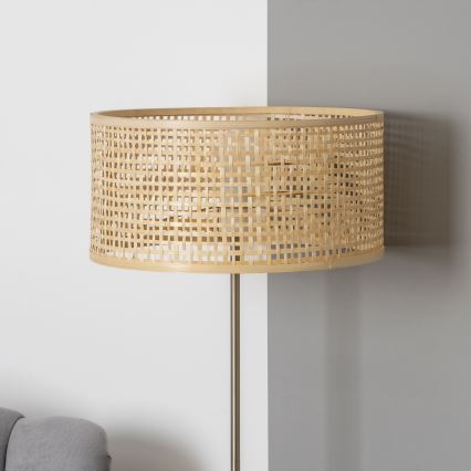 Brilagi - LED-golvlampa CERIA 1xE27/40W/230V Ø 25 cm bambu/matt krom