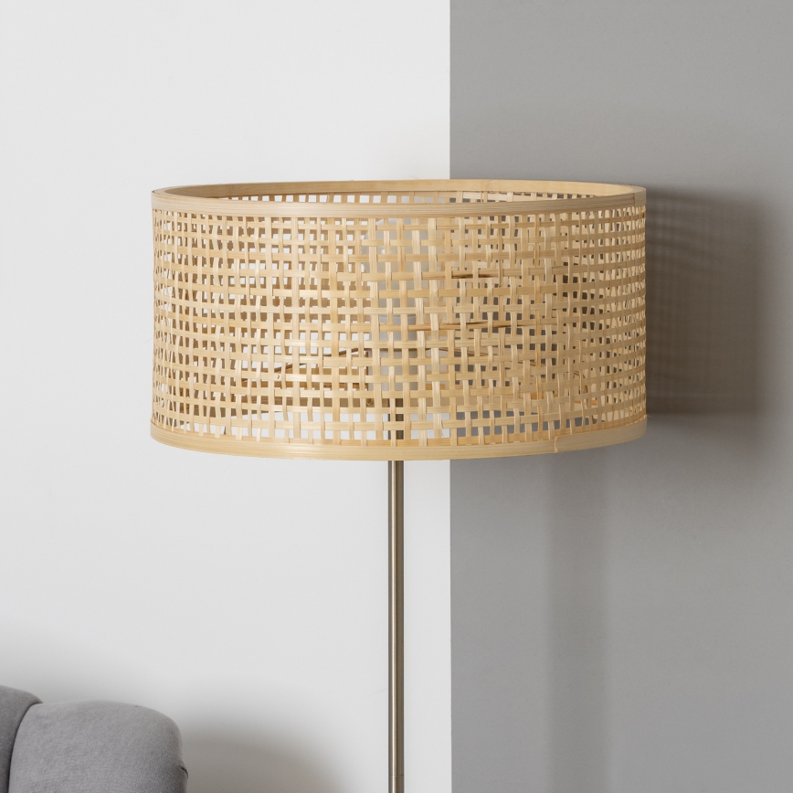 Brilagi - LED-golvlampa CERIA 1xE27/40W/230V Ø 25 cm bambu/matt krom