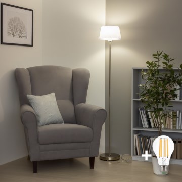 Brilagi - LED-golvlampa CERIA 1xE27/40W/230V Ø 25 cm vit/matt krom