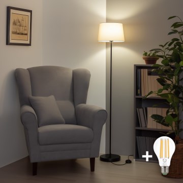 Brilagi - LED-golvlampa CERIA 1xE27/40W/230V Ø 30 cm beige/svart