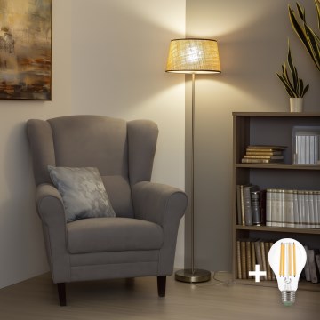Brilagi - LED golvlampa CERIA 1xE27/40W/230V Ø 35 cm beige/matt krom