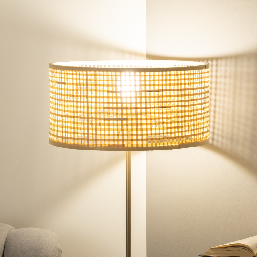 Brilagi - LED golvlampa CERIA 1xE27/40W/230V Ø 40 cm bambu/matt krom