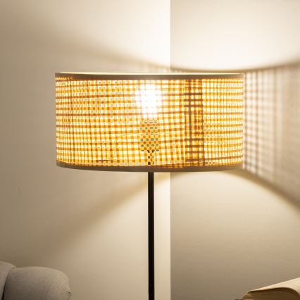 Brilagi - LED Golvlampa CERIA 1xE27/40W/230V Ø 40 cm bambu/svart