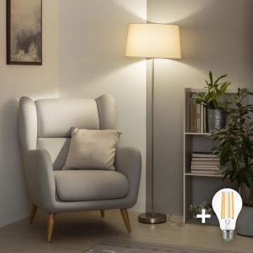 Brilagi - LED golvlampa CERIA 1xE27/40W/230V Ø 45 cm beige/mattkrom