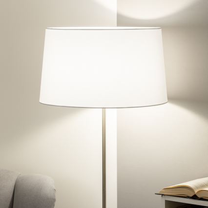 Brilagi - LED-golvlampa CERIA 1xE27/40W/230V Ø 45 cm vit/mattkrom