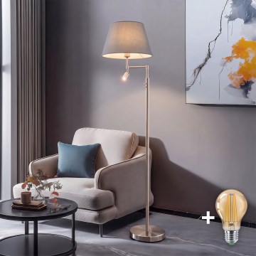 BRILAGI - LED golvlampa CERIA 1xE27/60W/230V + LED/2,1W Ø 30 cm matt krom/grå