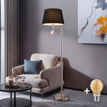 BRILAGI - LED golvlampa CERIA 1xE27/60W/230V + LED/2,1W Ø 30 cm matt krom/svart