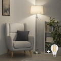Brilagi - LED golvlampa CERIA 1xE27/60W/230V Ø 45 cm blank krom/beige