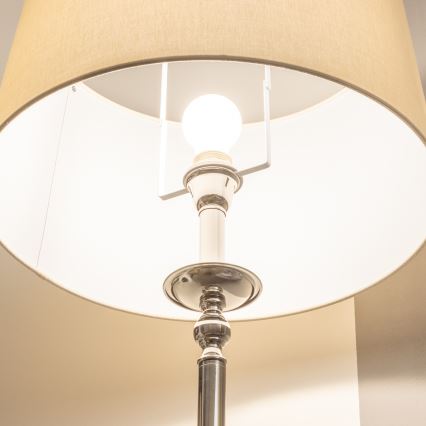Brilagi - LED golvlampa CERIA 1xE27/60W/230V Ø 45 cm blank krom/beige
