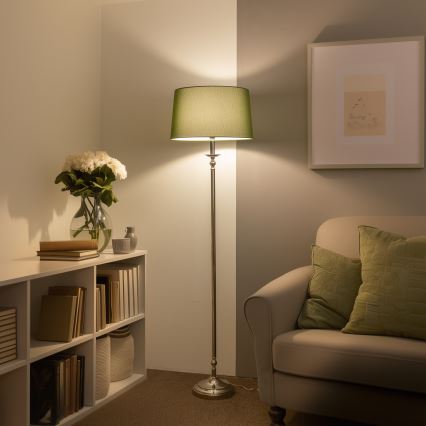 Brilagi - LED-golvlampa CERIA 1xE27/60W/230V Ø 45 cm blank krom/grön