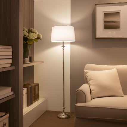 Brilagi - LED-golvlampa CERIA 1xE27/60W/230V Ø 45 cm blank krom/vit