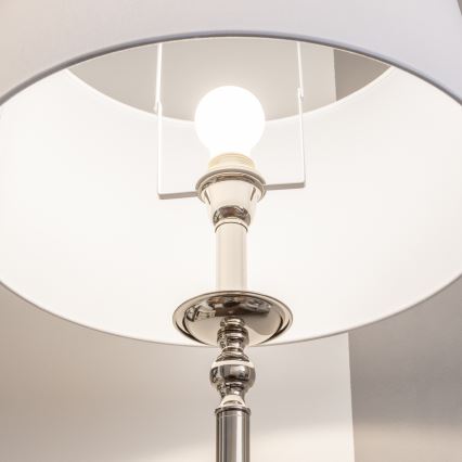 Brilagi - LED-golvlampa CERIA 1xE27/60W/230V Ø 45 cm blank krom/vit