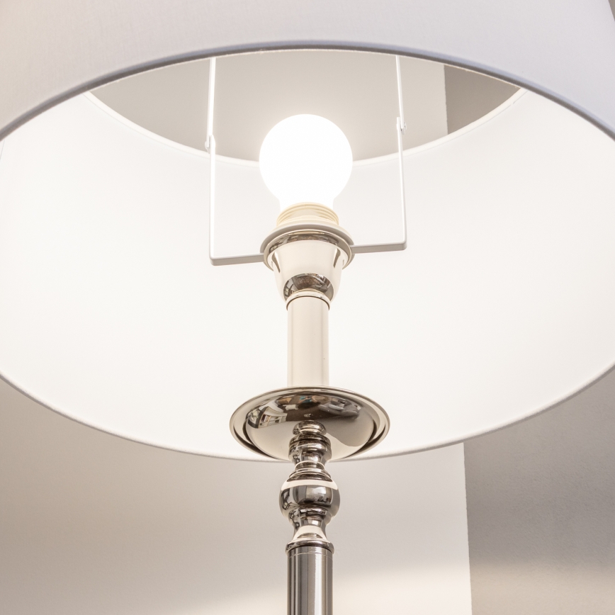 Brilagi - LED-golvlampa CERIA 1xE27/60W/230V Ø 45 cm blank krom/vit