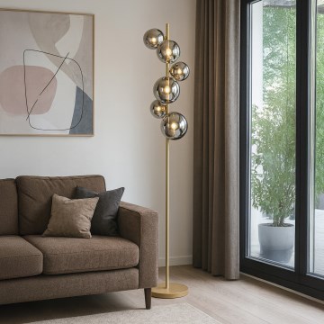 Brilagi - LED golvlampa MILLA 7xG9/3W/230V guld/rökig