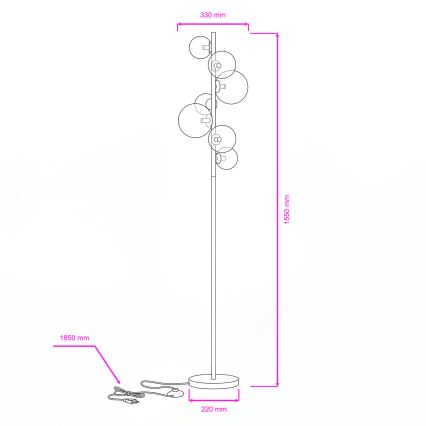 BRILAGI - LED Golvlampa MILLA 7xG9/3W/230V svart krom/guld