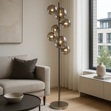 Brilagi - LED-golvlampa MILLA 7xG9/3W/230V svart krom/rökfärgad