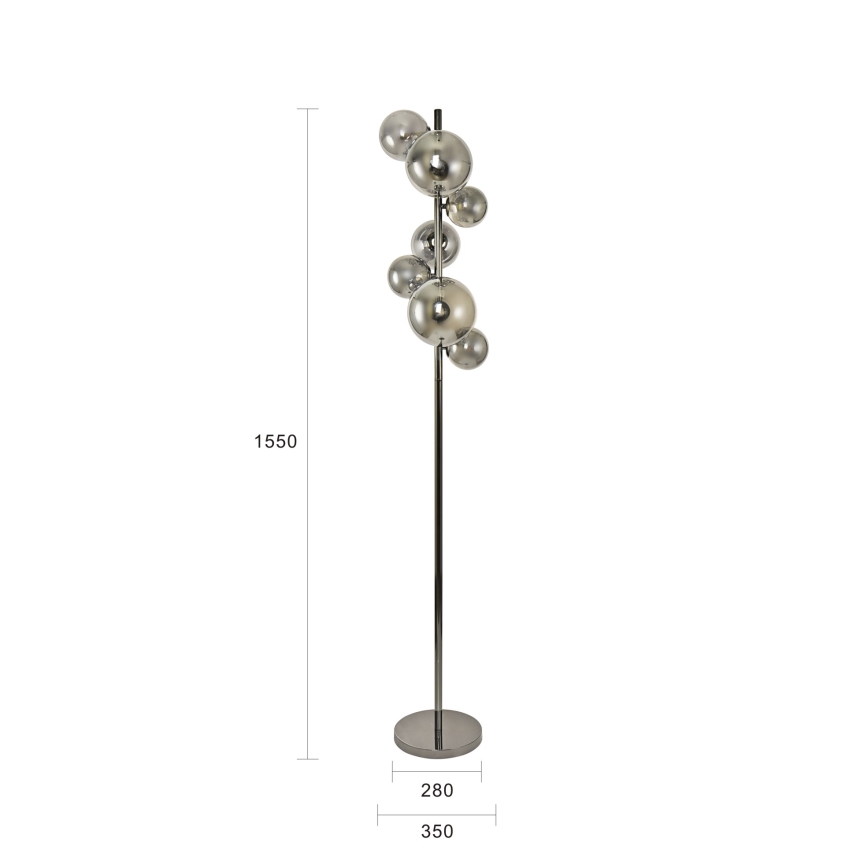 Brilagi - LED-golvlampa MILLA 7xG9/3W/230V svart krom/rökfärgad